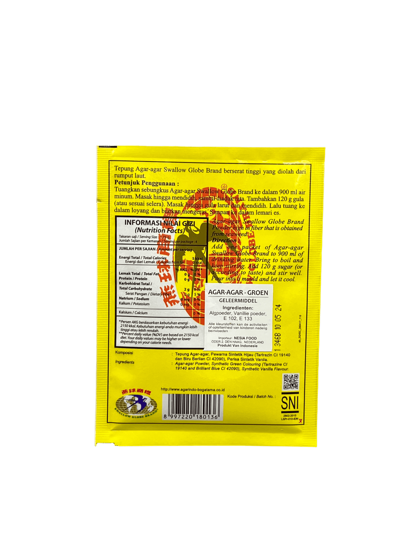Vanka Kawat Swallow Agar Agar Grün, pflanzliches Geliermittel, feine grüne Agar-Agar-Form für kreative Küchenanwendungen