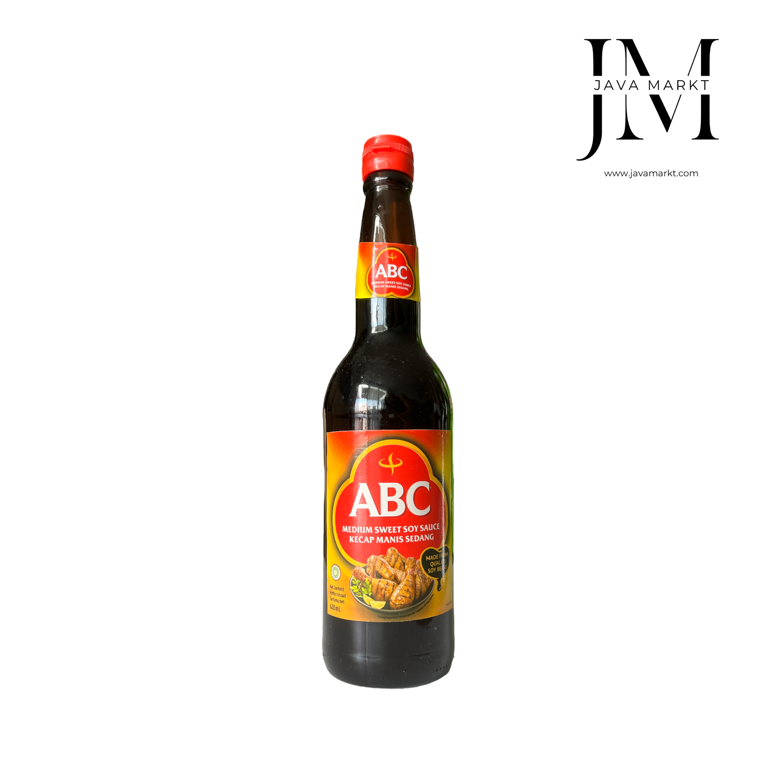 Süße Sojasauce ABC Kecap Manis Sedang von Oriental Merchant in einer Flasche, ideal für asiatische Gerichte, auf weißem Hintergrund