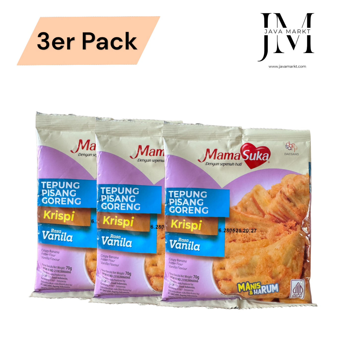 Mamasuka Tepung Pisang Goreng Krispi Rasa Vanila - 3er Pack - Java Markt
