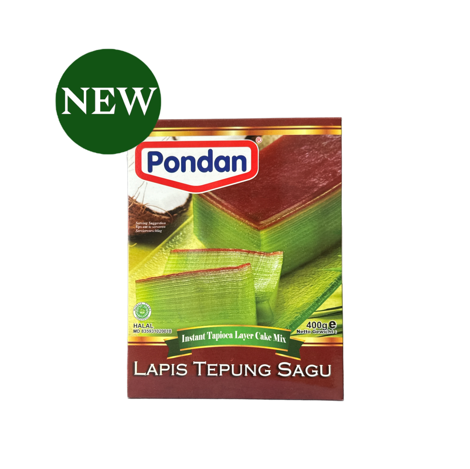 Vanka Kawat Pondan Lapis Tepung Sagu Backmischung, fein gemahlene Sago-Backmischung in Packung, für Kuchen und Desserts