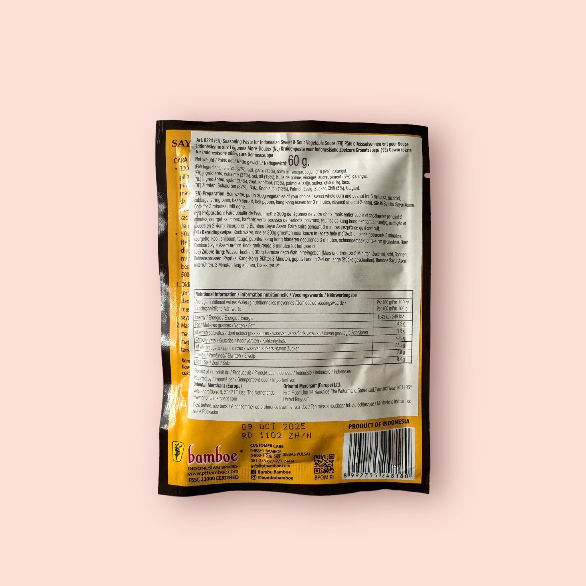 Bamboe Bumbu Sayur Asam Gewürzpaste von Oriental Merchant, cremige grüne Gewürzpaste für asiatische Suppen und Currys