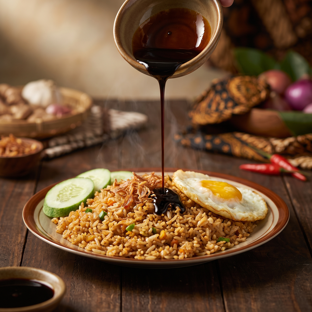 Serviervorschlag: Kecap Manis über Nasi Goreng