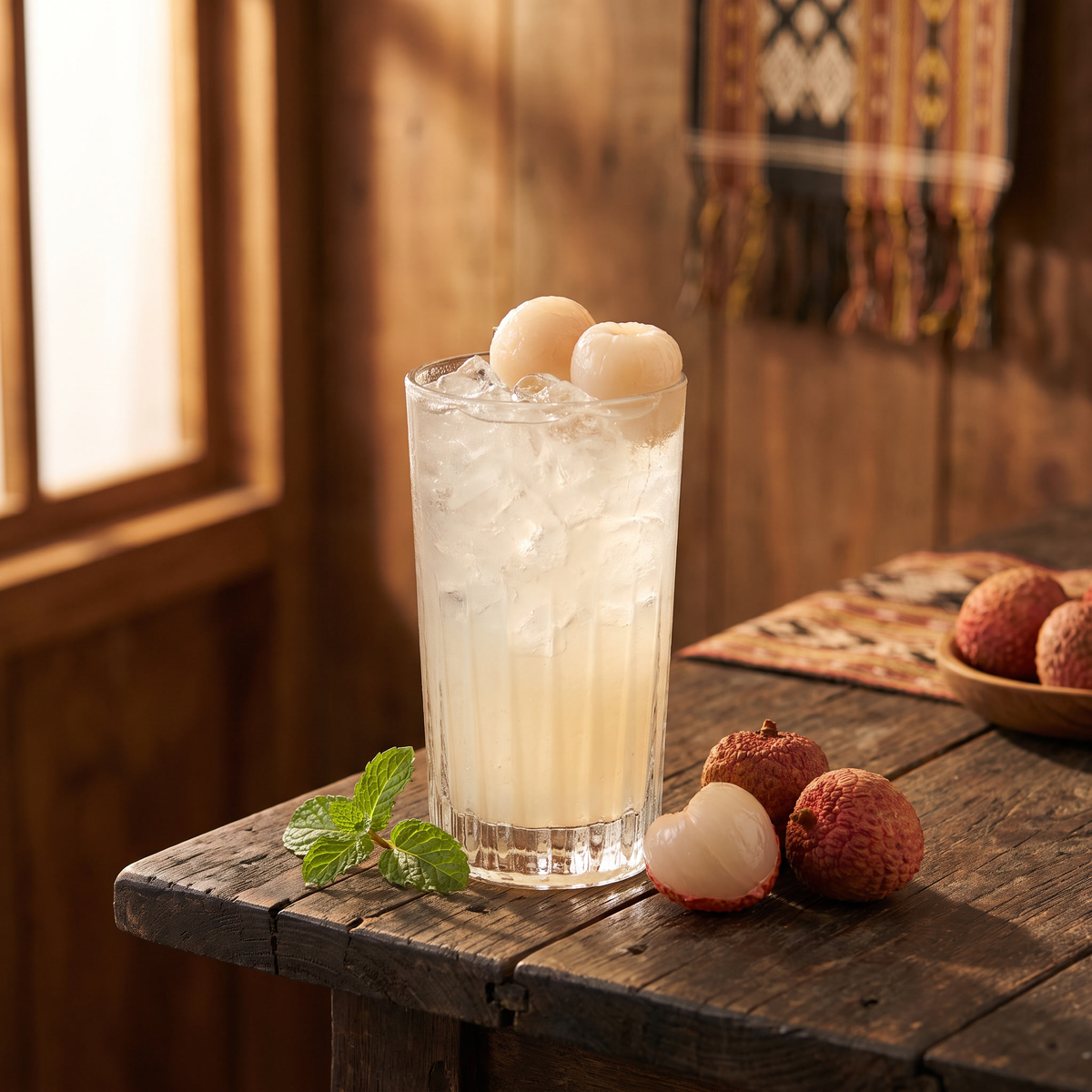 Serviervorschlag: Lychee-Sirupgetränk