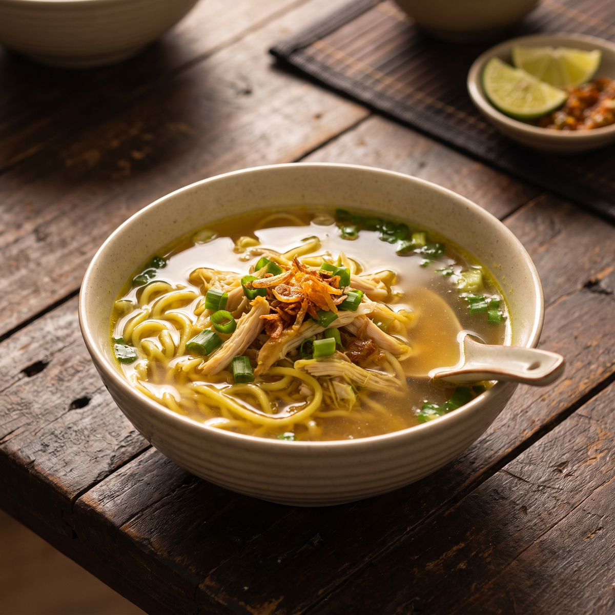 Serviervorschlag: Hühner-Nudelsuppe