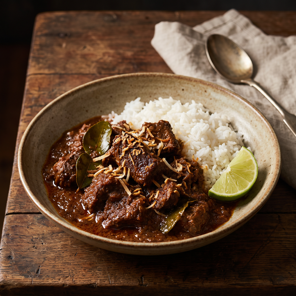 Serviervorschlag: Rendang mit Reis
