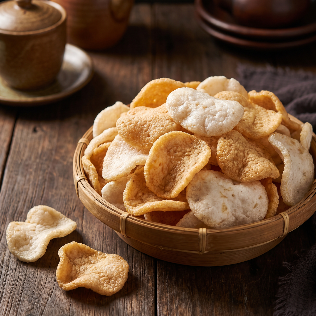 Serviervorschlag: Krupuk in der Bambusschale