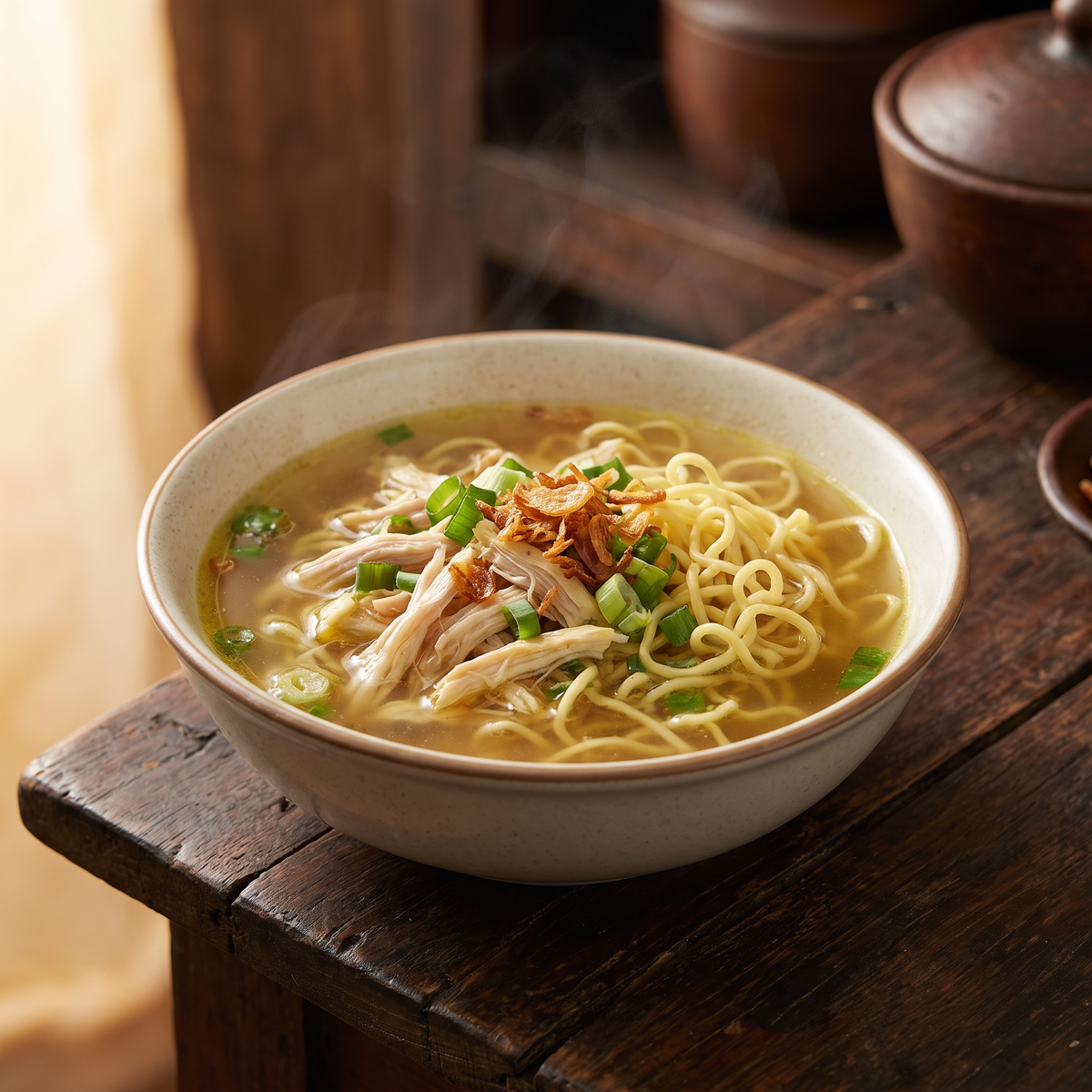 Serviervorschlag: Hühner-Nudelsuppe