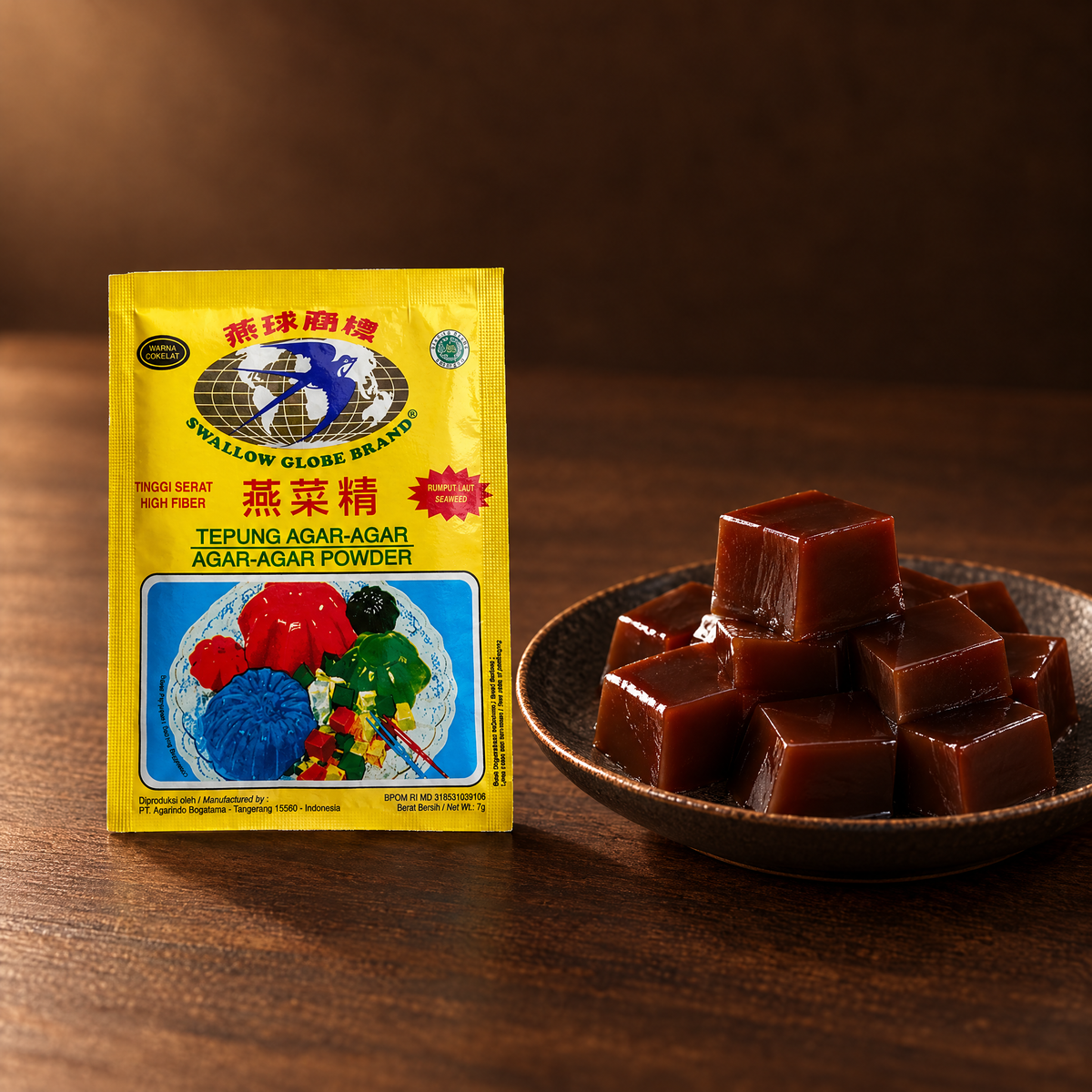 Swallow Agar Agar Cokelat 7g – Packung mit Schoko-Agar-Dessert