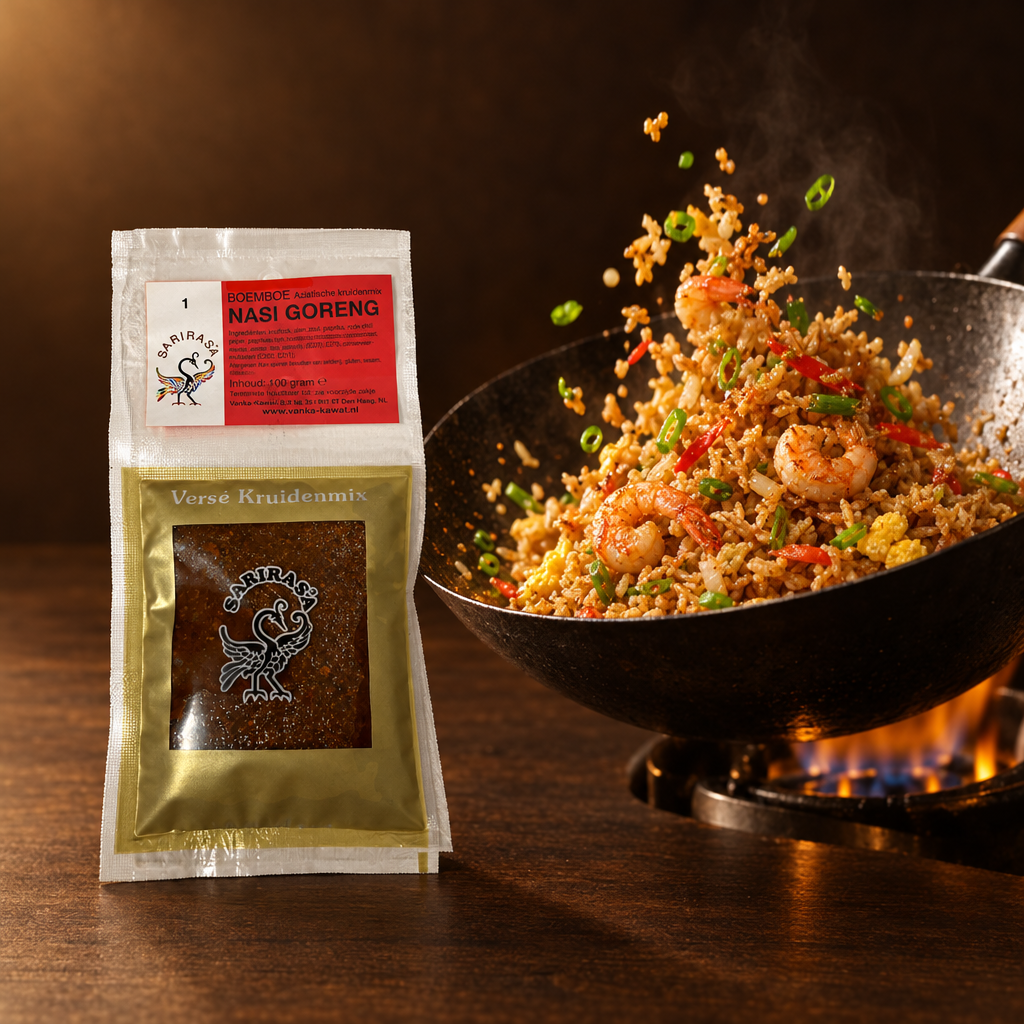 Sari Rasa Bumbu Nasi Goreng – Packung mit Nasi Goreng im Wok