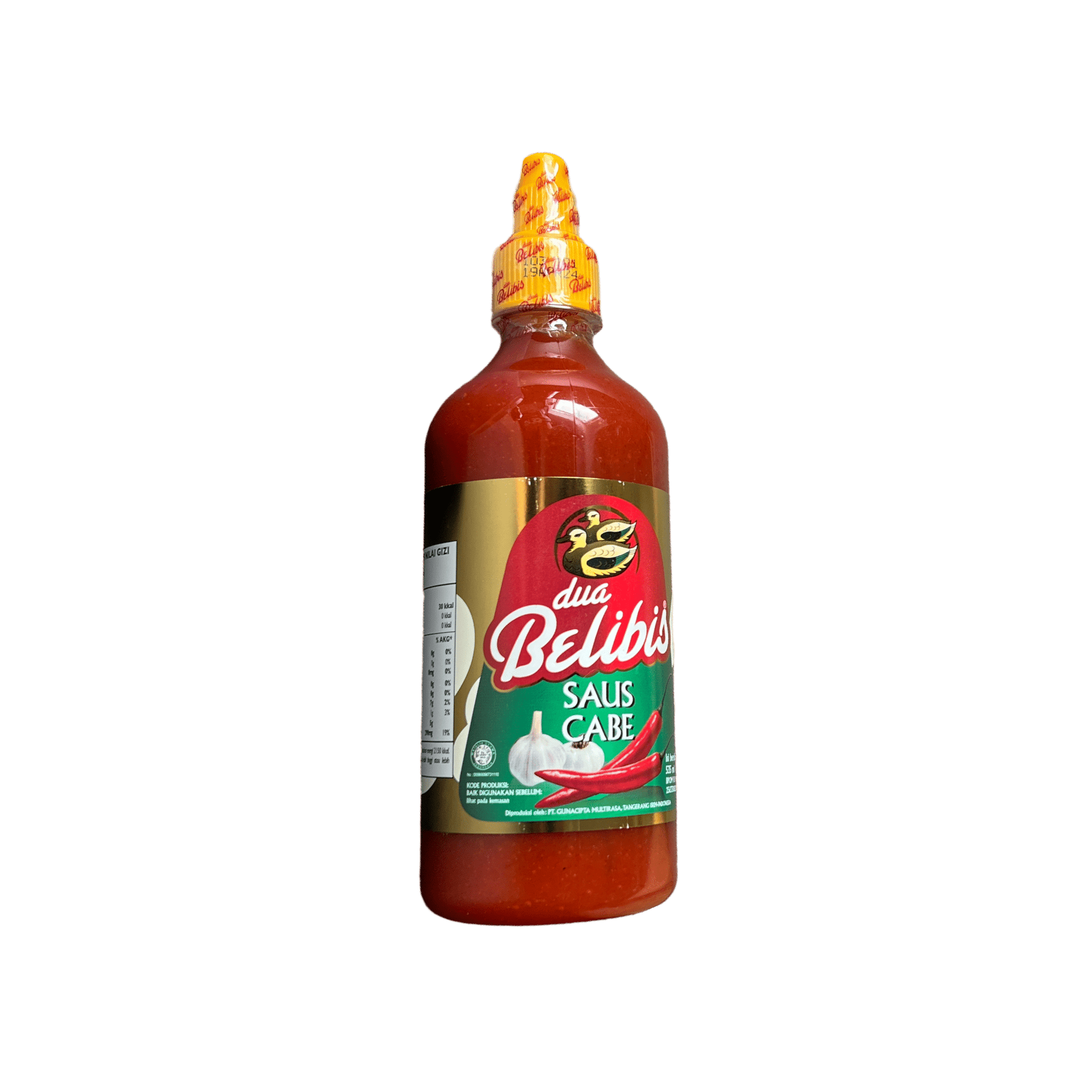 Nesia Food Dua Belibis Chilisauce in einer Flasche mit roter Chilisauce und Nesia Food Etikett, ideal für Würze und Geschmack