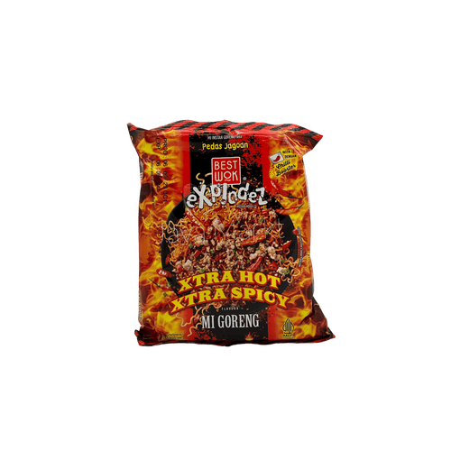 Nesia Food Instant Nudeln Wok Mie Goreng Level 4 Extra Scharf, appetitlich zubereitet in einer Schüssel