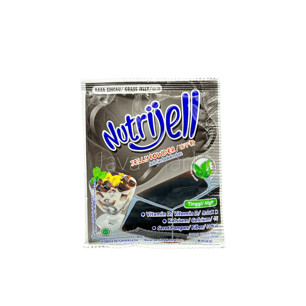 Nesia Nutrijell Jelly Pulver mit Cincau Hitam, schwarzes Gelee-Pulver in Packung, für asiatische Süßspeisen und Desserts