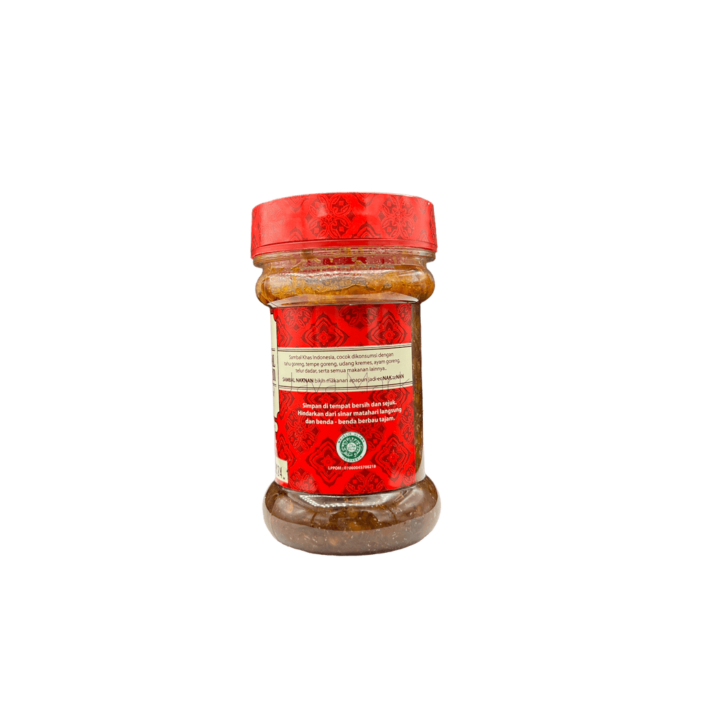 Sambal Bawang Lv. 3 von Nesia Food, scharfe indonesische Sambal mit Knoblauch, in einer weißen Schüssel serviert
