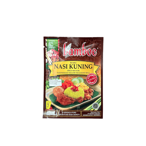 Bamboe Bumbu Nasi Kuning Gewürzpaste von Oriental Merchant in einer weißen Schüssel, zeigt die gelbe Gewürzpaste.