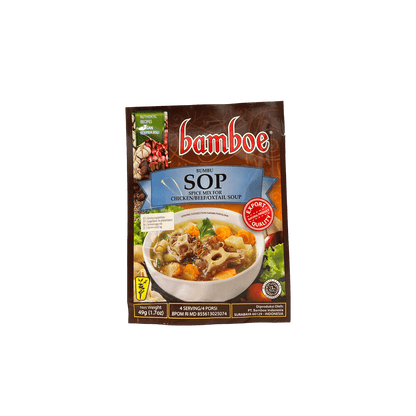 Bamboe Bumbu Sop Gewürzpaste von Oriental Merchant, cremige asiatische Gewürzpaste in Packung sichtbar