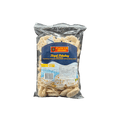 Knusprige Kerupuk Palembang mit Zwiebelgeschmack von Vanka Kawat, typische indonesische Snack-Lebensmittel in goldener Farbe
