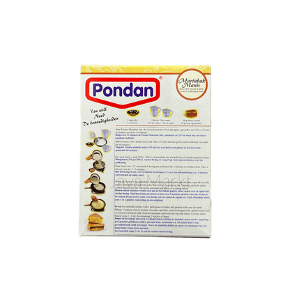 Vanka Kawat Pondan Tepung Martabak Manis, feines Lebensmittel für süße, dicke indonesische Pfannkuchen, in Packung sichtbar